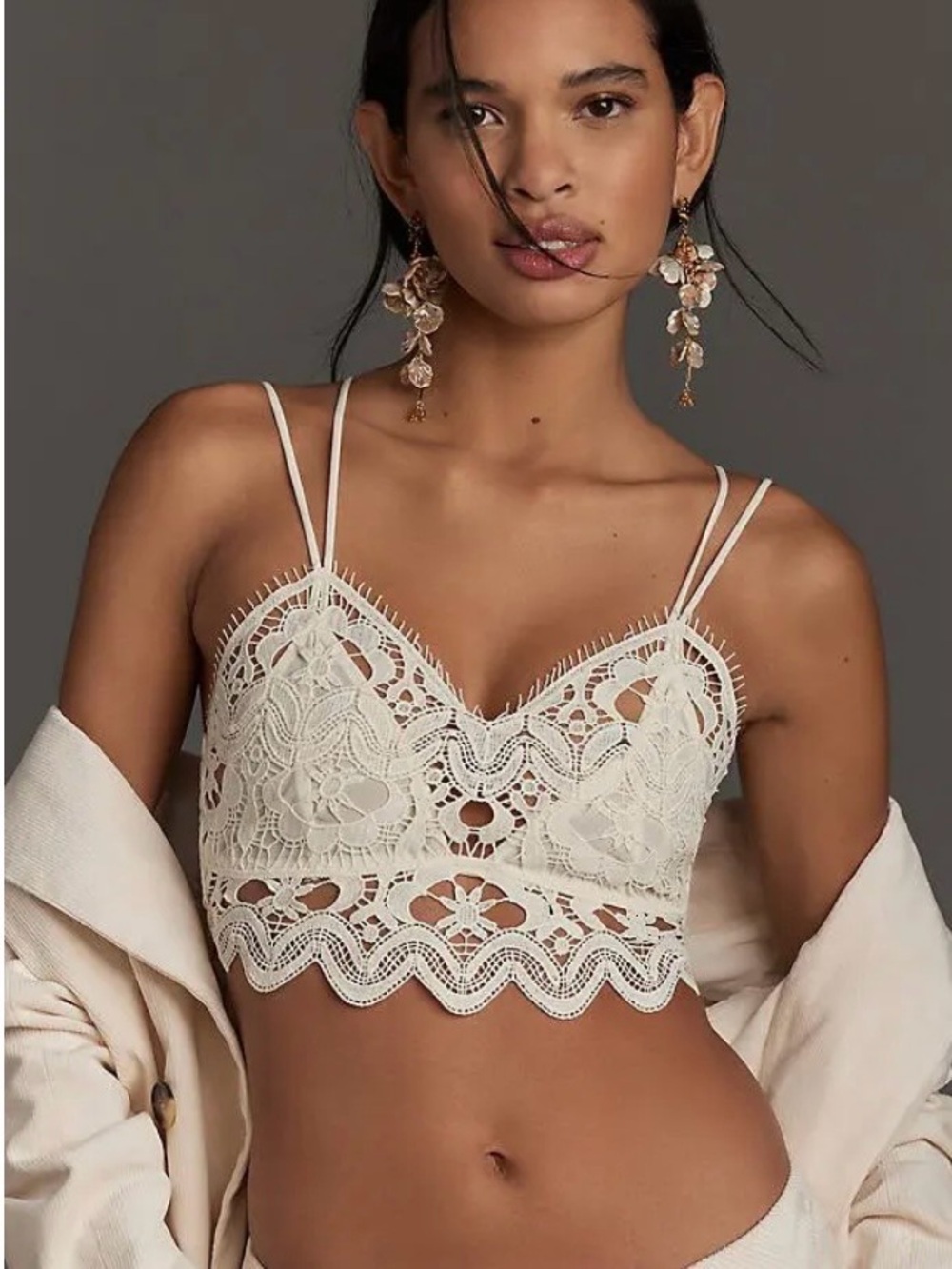 Anthroplogie The Viviette Lace Bra Crop Top Boho Hippie Festival Summer XS‎